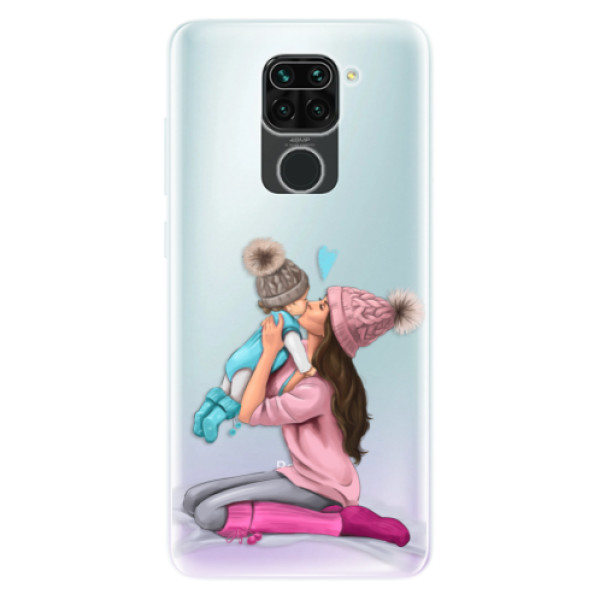 Odolné silikónové puzdro iSaprio - Kissing Mom - Brunette and Boy - Xiaomi Redmi Note 9