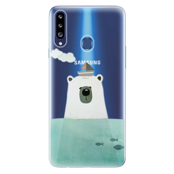 Odolné silikónové puzdro iSaprio - Bear With Boat - Samsung Galaxy A20s