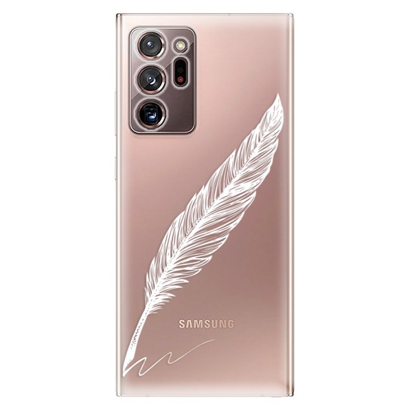 Odolné silikónové puzdro iSaprio - Writing By Feather - white - Samsung Galaxy Note 20 Ultra