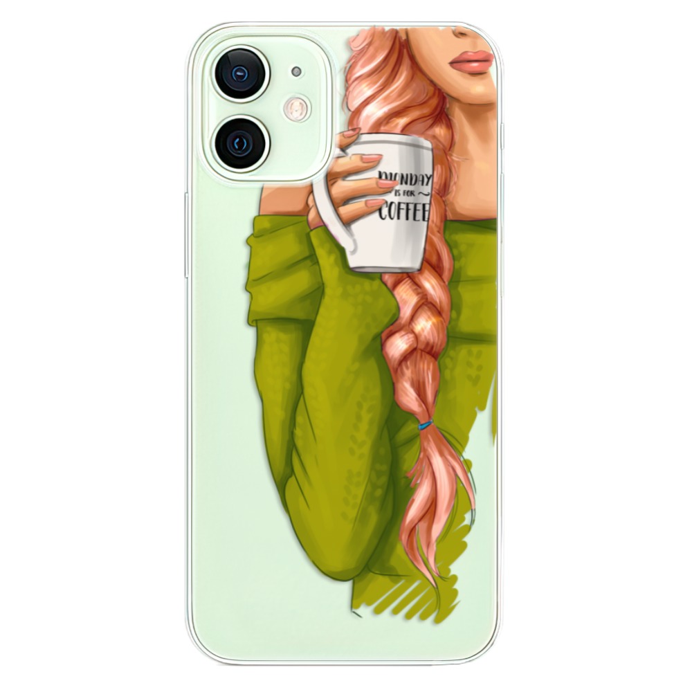Odolné silikónové puzdro iSaprio - My Coffe and Redhead Girl - iPhone 12
