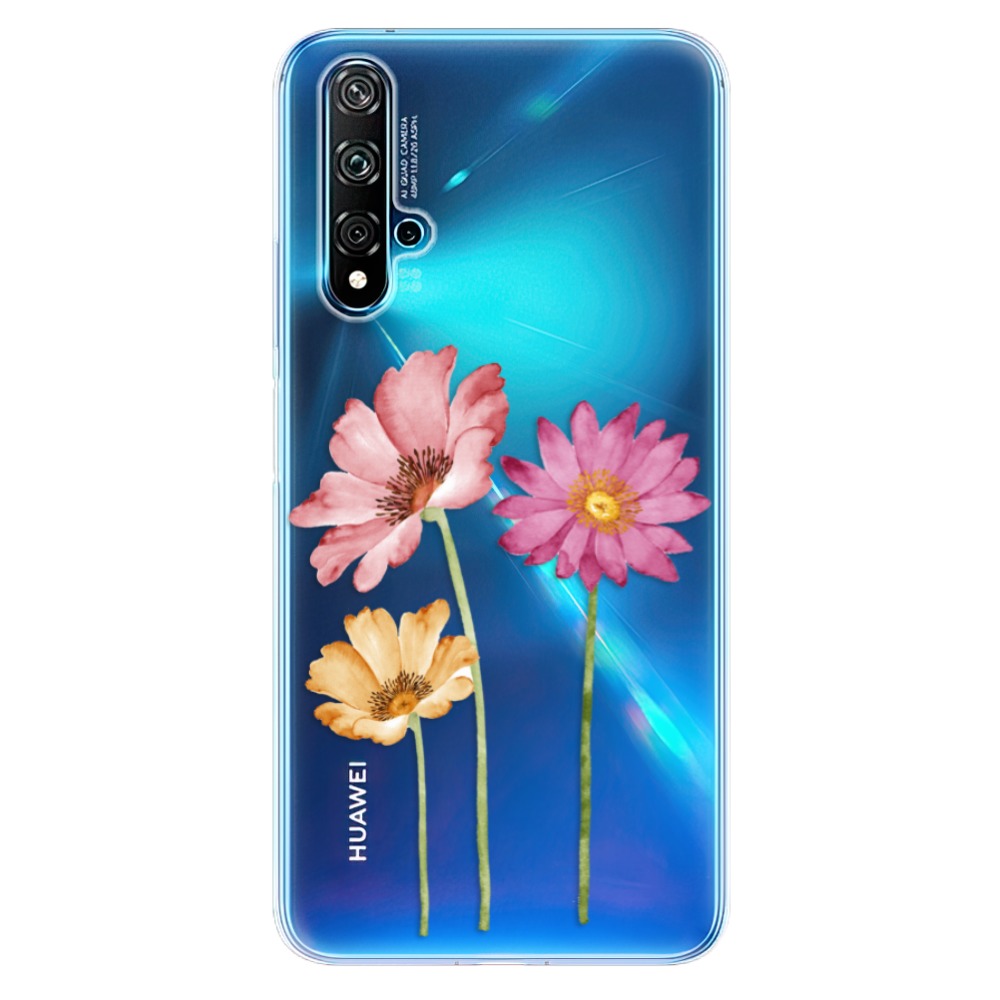 Odolné silikónové puzdro iSaprio - Three Flowers - Huawei Nova 5T