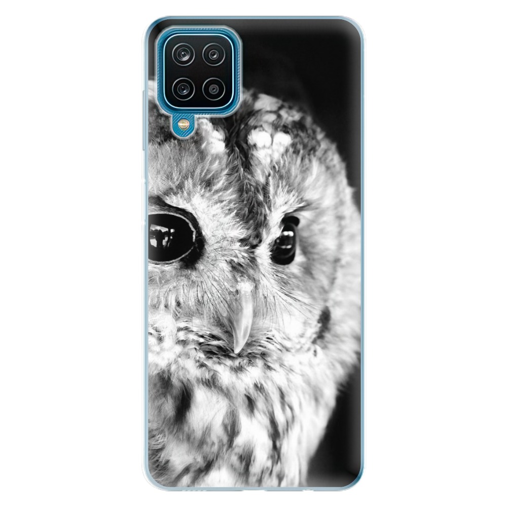 Odolné silikónové puzdro iSaprio - BW Owl - Samsung Galaxy A12