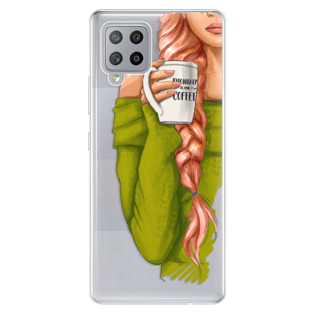 Odolné silikónové puzdro iSaprio - My Coffe and Redhead Girl - Samsung Galaxy A42