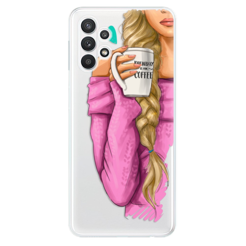 Odolné silikónové puzdro iSaprio - My Coffe and Blond Girl - Samsung Galaxy A32 5G
