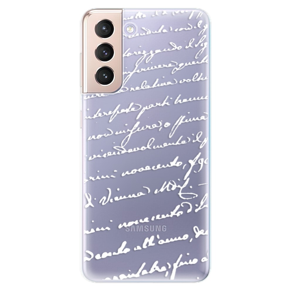 Odolné silikónové puzdro iSaprio - Handwriting 01 - white - Samsung Galaxy S21