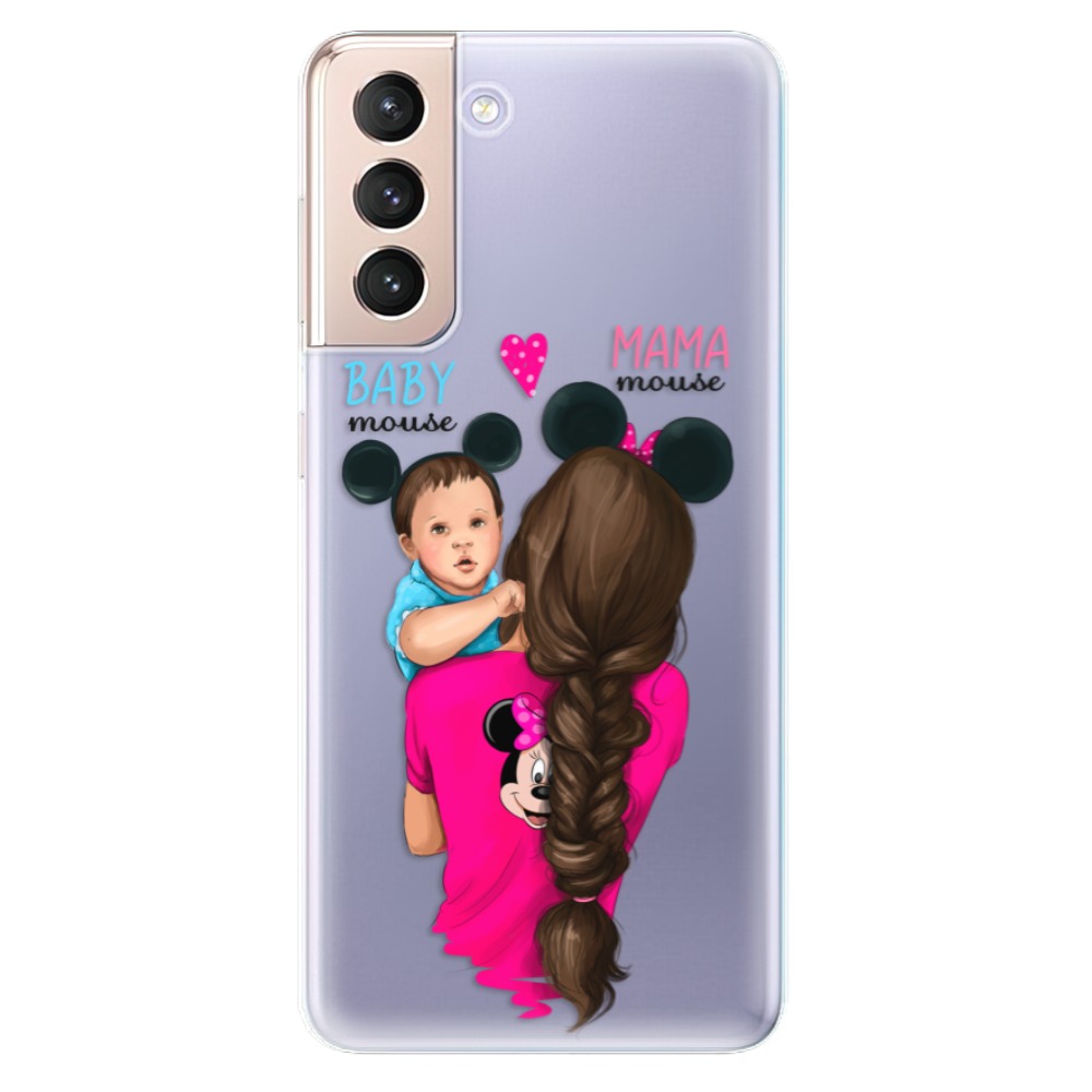 Odolné silikónové puzdro iSaprio - Mama Mouse Brunette and Boy - Samsung Galaxy S21