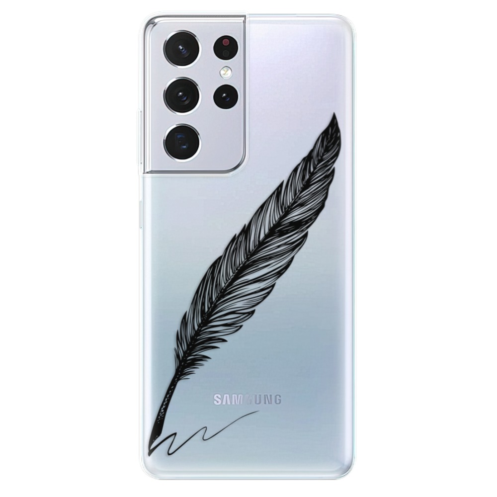 Odolné silikónové puzdro iSaprio - Writing By Feather - black - Samsung Galaxy S21 Ultra