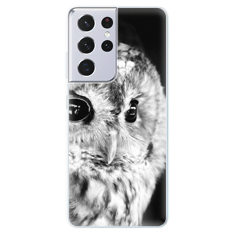 Odolné silikónové puzdro iSaprio - BW Owl - Samsung Galaxy S21 Ultra