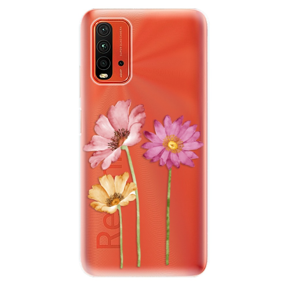 Odolné silikónové puzdro iSaprio - Three Flowers - Xiaomi Redmi 9T
