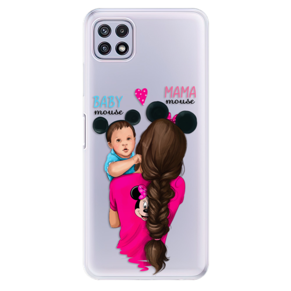 Odolné silikónové puzdro iSaprio - Mama Mouse Brunette and Boy - Samsung Galaxy A22 5G