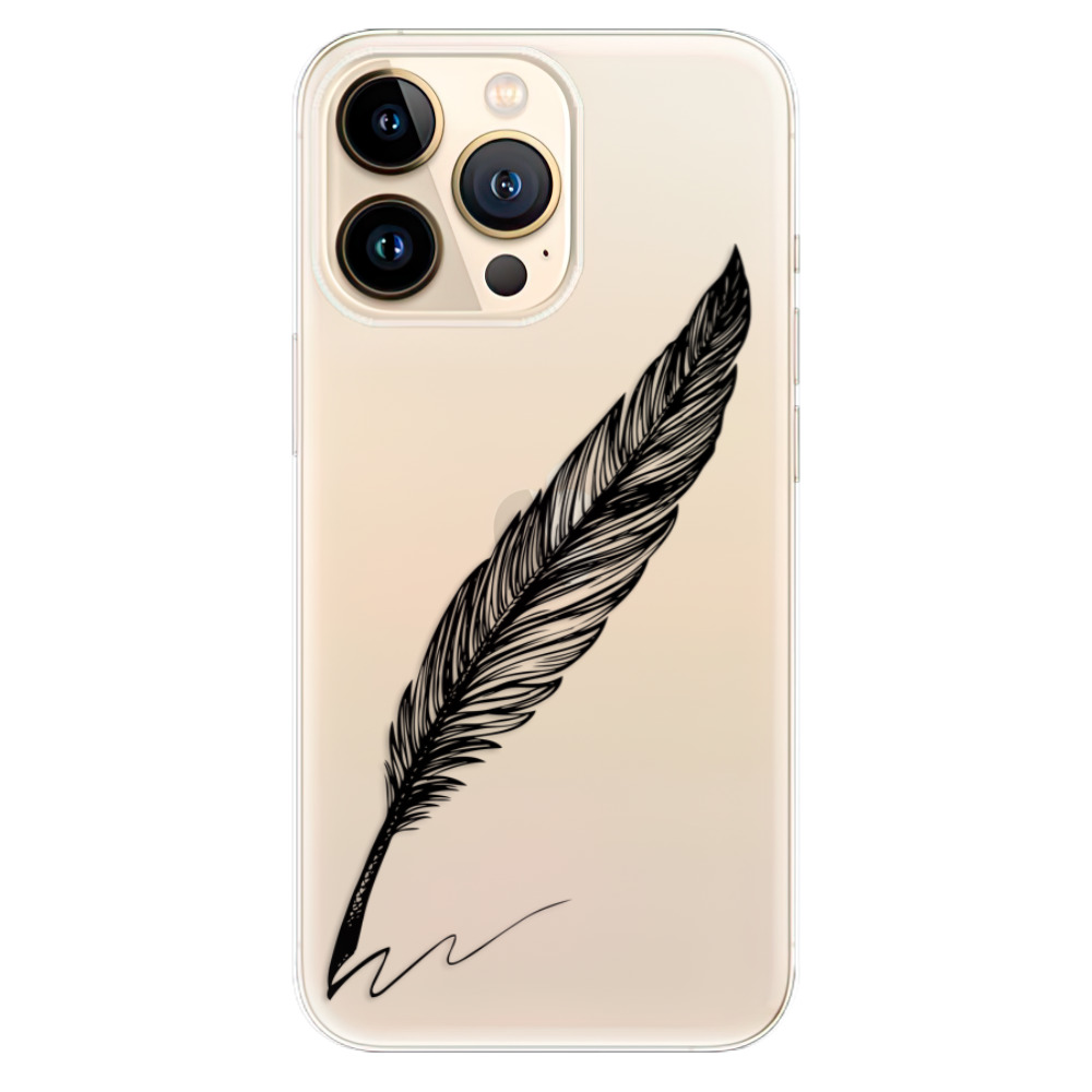 Odolné silikónové puzdro iSaprio - Writing By Feather - black - iPhone 13 Pro Max