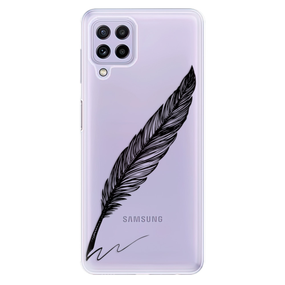Odolné silikónové puzdro iSaprio - Writing By Feather - black - Samsung Galaxy A22