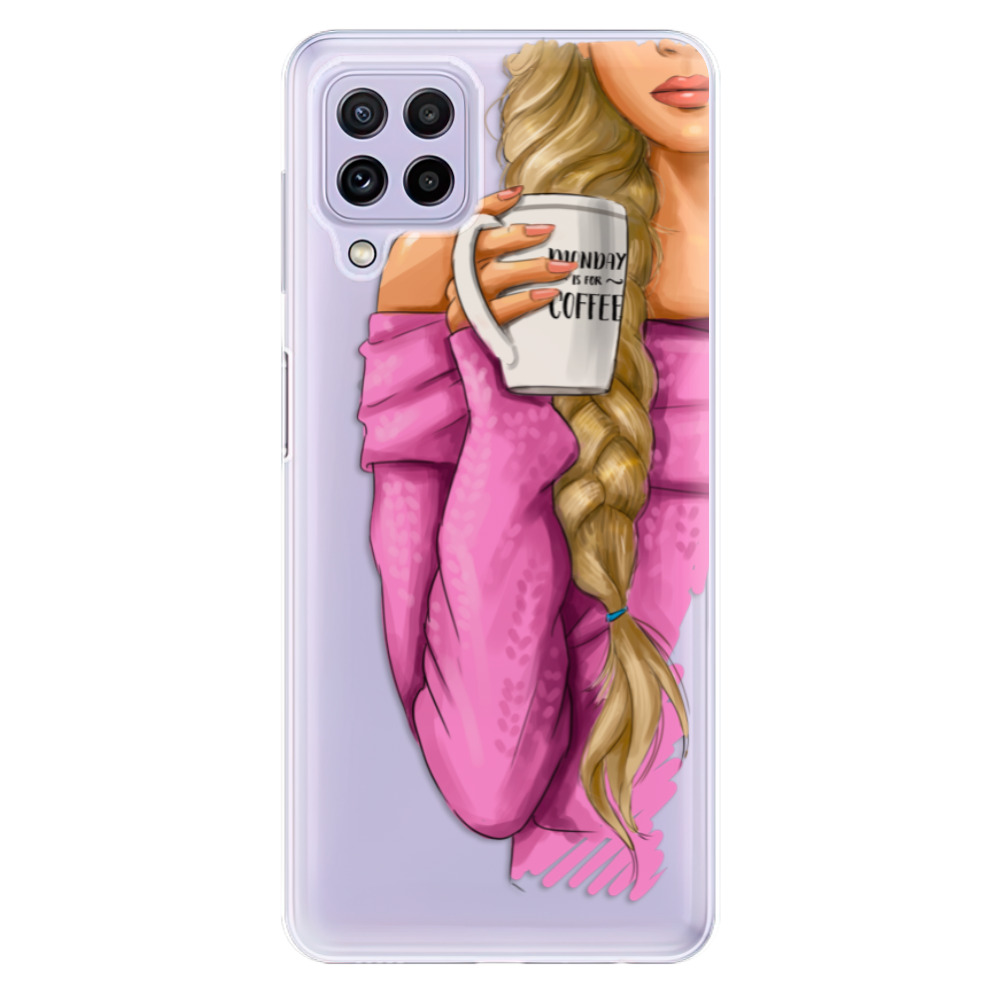 Odolné silikónové puzdro iSaprio - My Coffe and Blond Girl - Samsung Galaxy A22