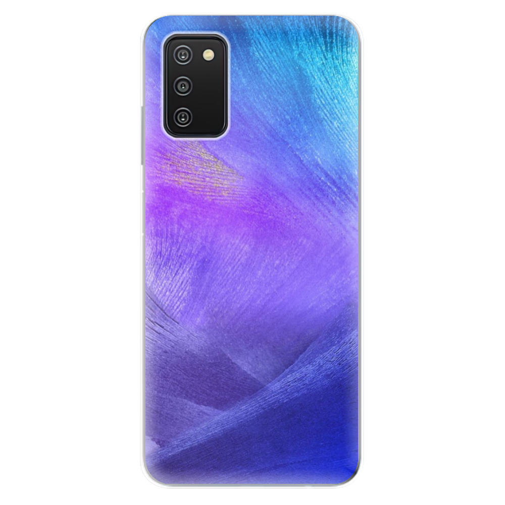 Odolné silikónové puzdro iSaprio - Purple Feathers - Samsung Galaxy A03s