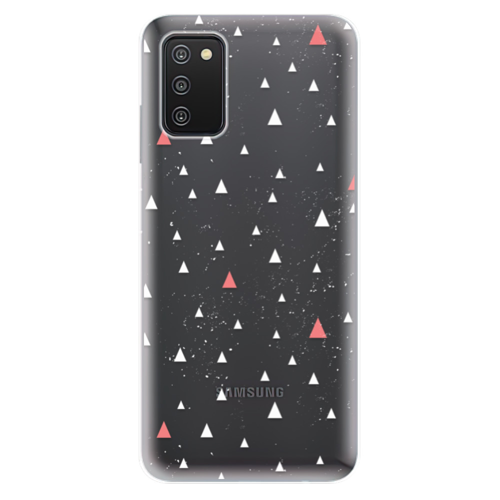 Odolné silikónové puzdro iSaprio - Abstract Triangles 02 - white - Samsung Galaxy A03s