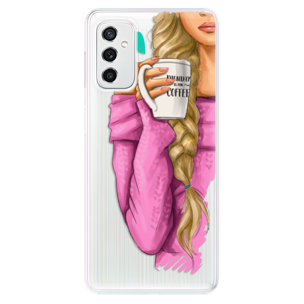 Odolné silikónové puzdro iSaprio - My Coffe and Blond Girl - Samsung Galaxy M52 5G