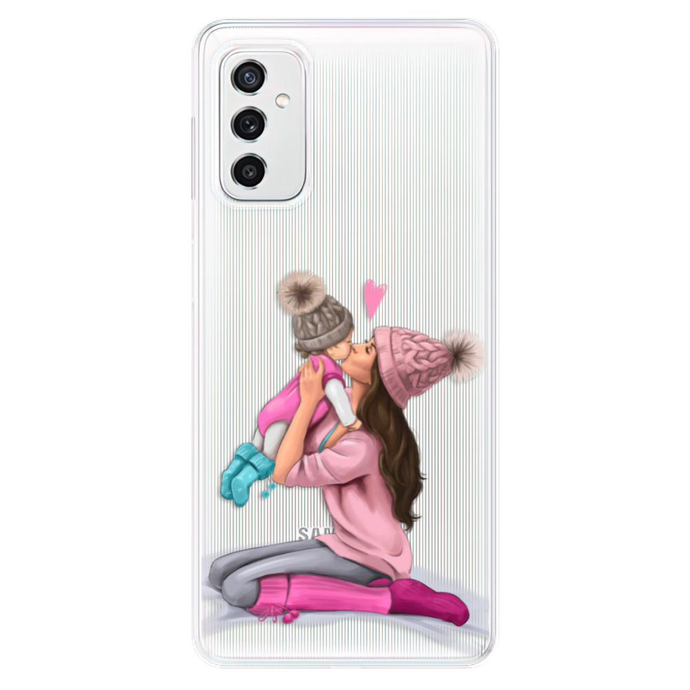 Odolné silikónové puzdro iSaprio - Kissing Mom - Brunette and Girl - Samsung Galaxy M52 5G