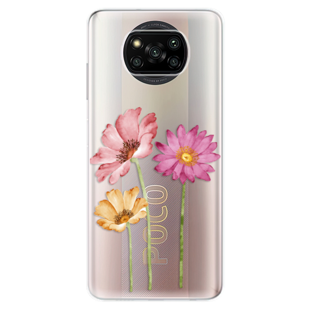 Odolné silikónové puzdro iSaprio - Three Flowers - Xiaomi Poco X3 Pro / X3 NFC