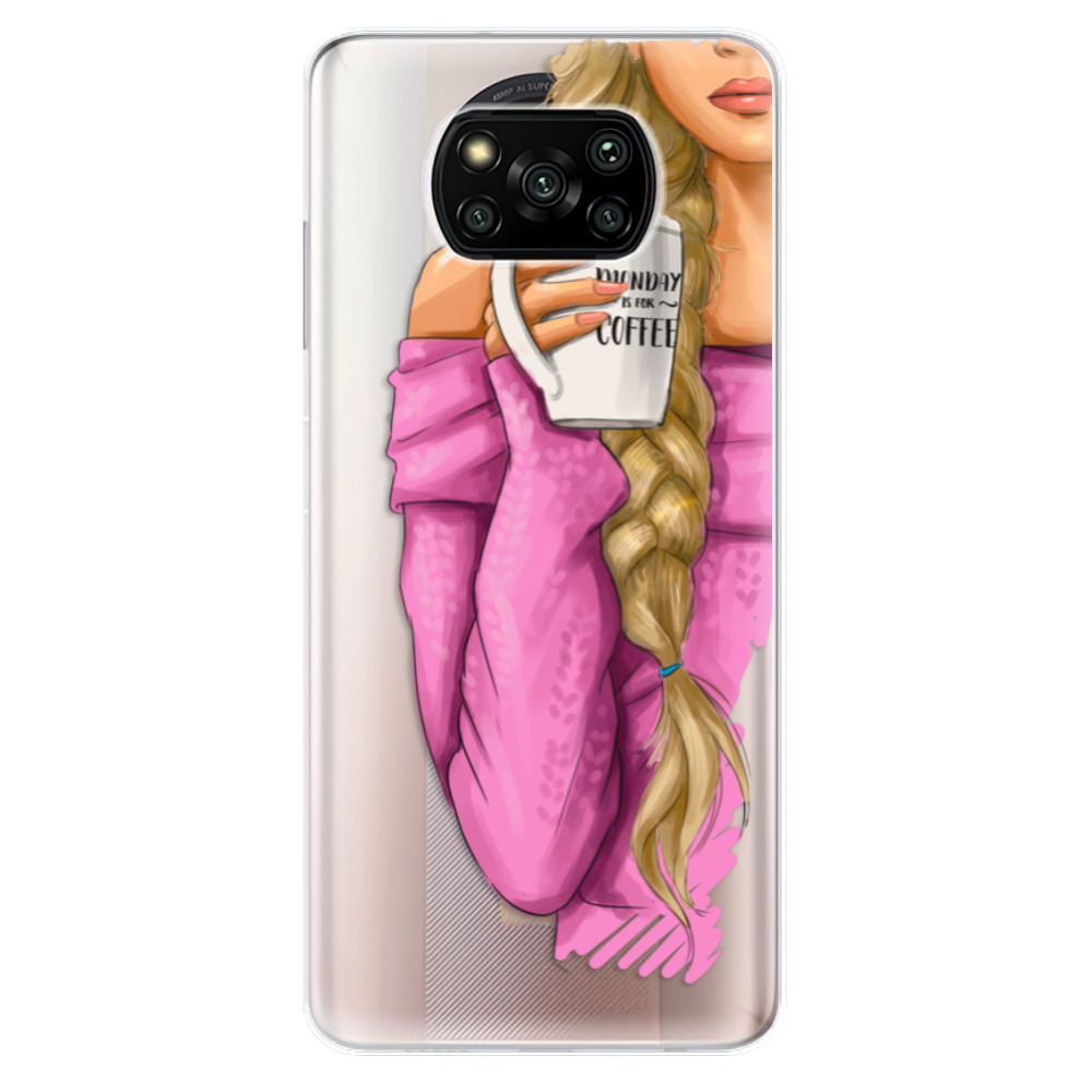 Odolné silikónové puzdro iSaprio - My Coffe and Blond Girl - Xiaomi Poco X3 Pro / X3 NFC
