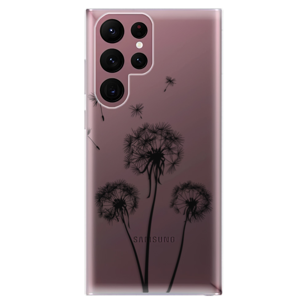 Odolné silikónové puzdro iSaprio - Three Dandelions - black - Samsung Galaxy S22 Ultra 5G