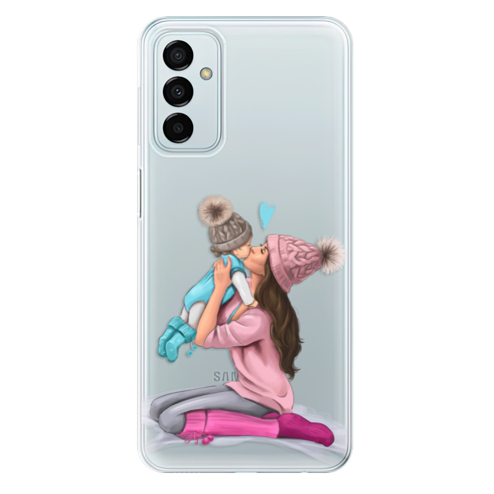 Odolné silikónové puzdro iSaprio - Kissing Mom - Brunette and Boy - Samsung Galaxy M23 5G
