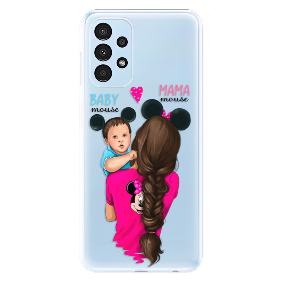 Odolné silikónové puzdro iSaprio - Mama Mouse Brunette and Boy - Samsung Galaxy A13