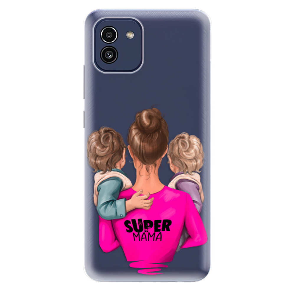 Odolné silikónové puzdro iSaprio - Super Mama - Two Boys - Samsung Galaxy A03