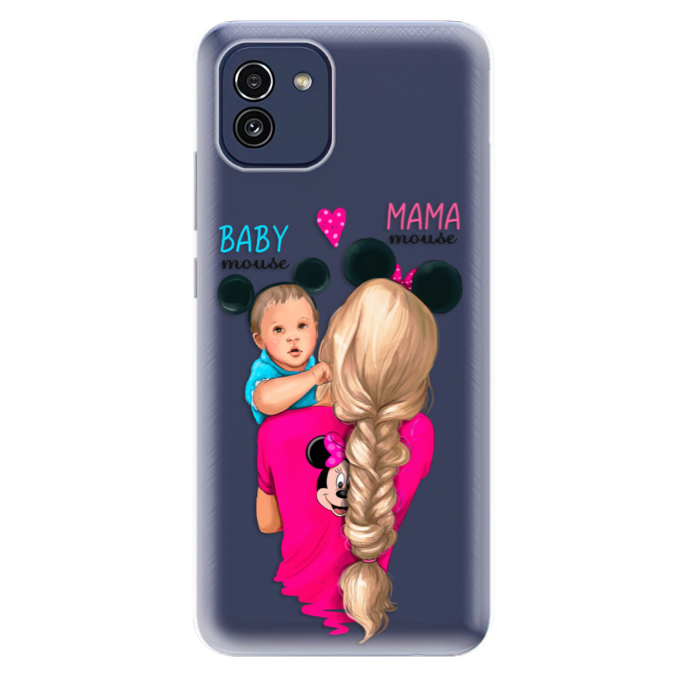 Odolné silikónové puzdro iSaprio - Mama Mouse Blonde and Boy - Samsung Galaxy A03