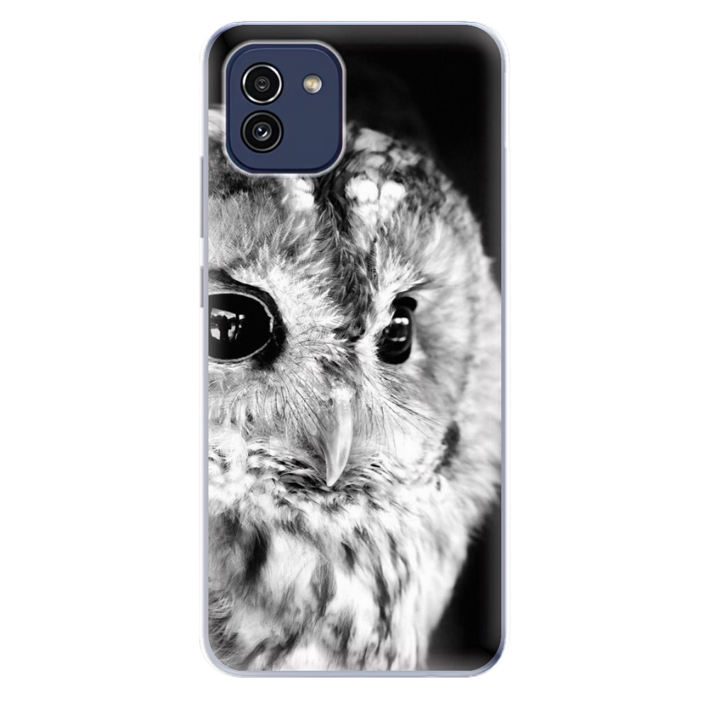 Odolné silikónové puzdro iSaprio - BW Owl - Samsung Galaxy A03
