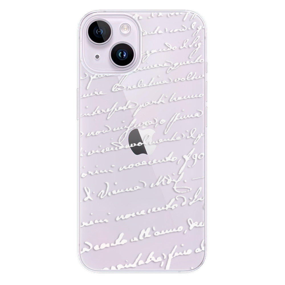 Odolné silikónové puzdro iSaprio - Handwriting 01 - white - iPhone 14