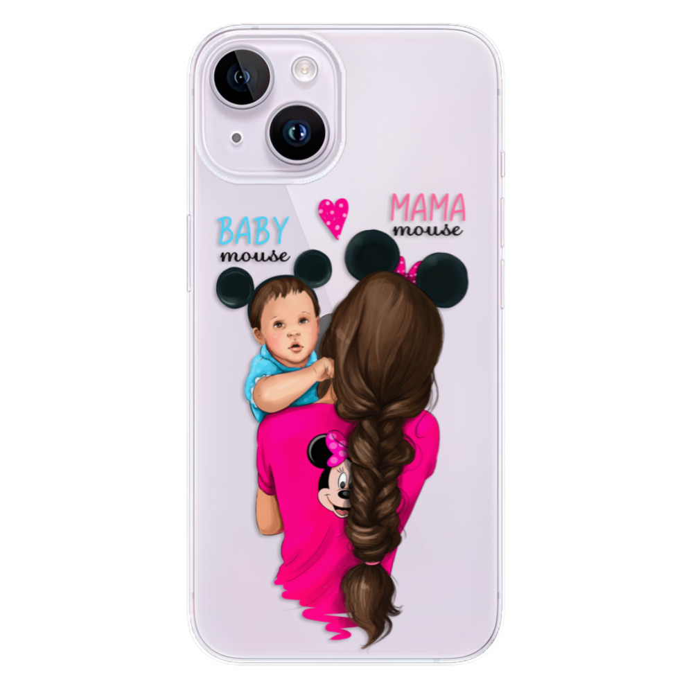 Odolné silikónové puzdro iSaprio - Mama Mouse Brunette and Boy - iPhone 14