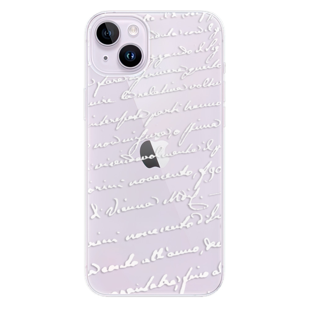 Odolné silikónové puzdro iSaprio - Handwriting 01 - white - iPhone 14 Plus