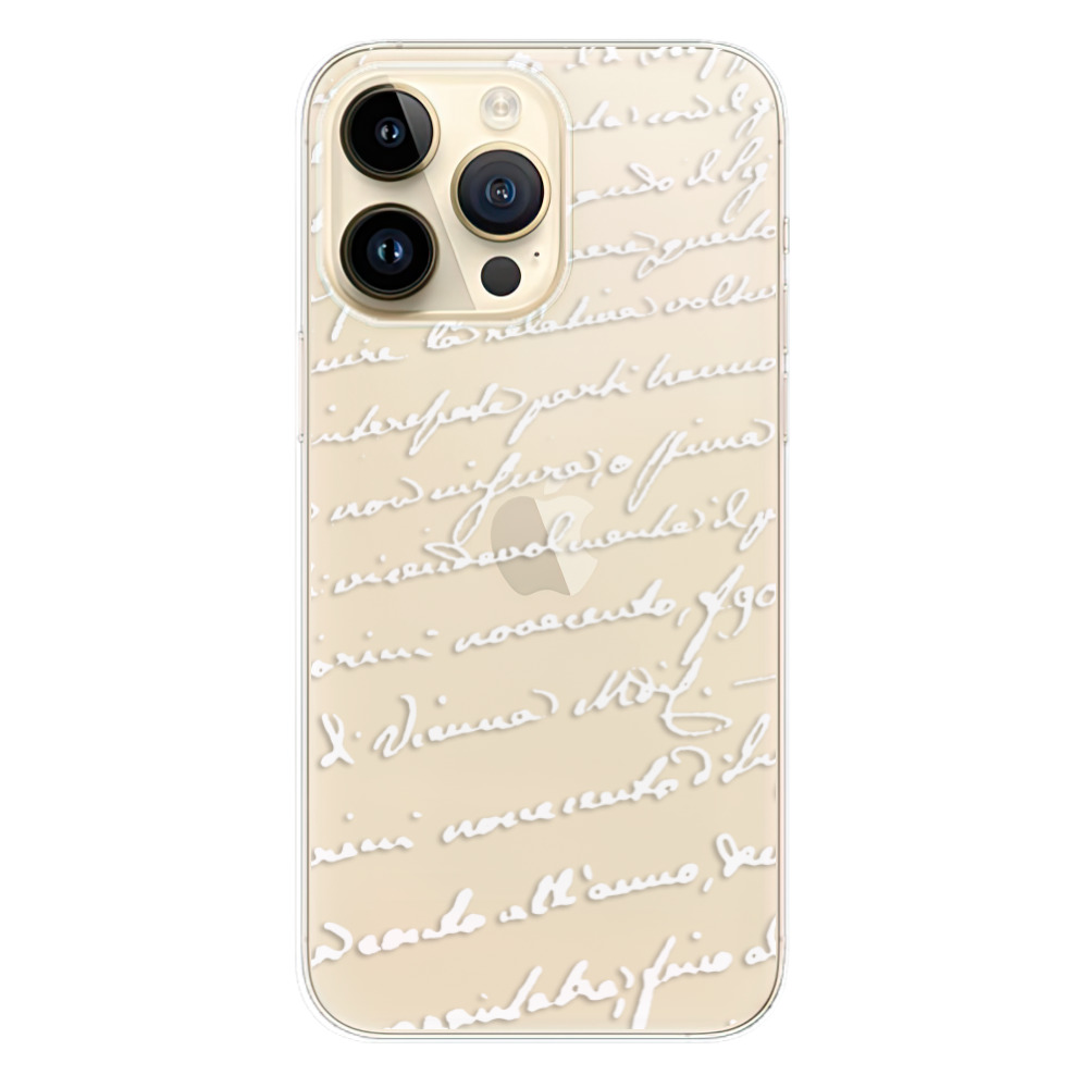 Odolné silikónové puzdro iSaprio - Handwriting 01 - white - iPhone 14 Pro Max