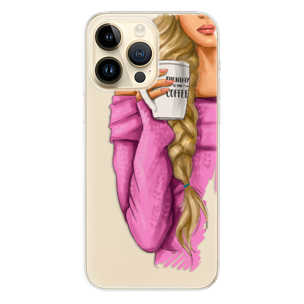 Odolné silikónové puzdro iSaprio - My Coffe and Blond Girl - iPhone 14 Pro Max
