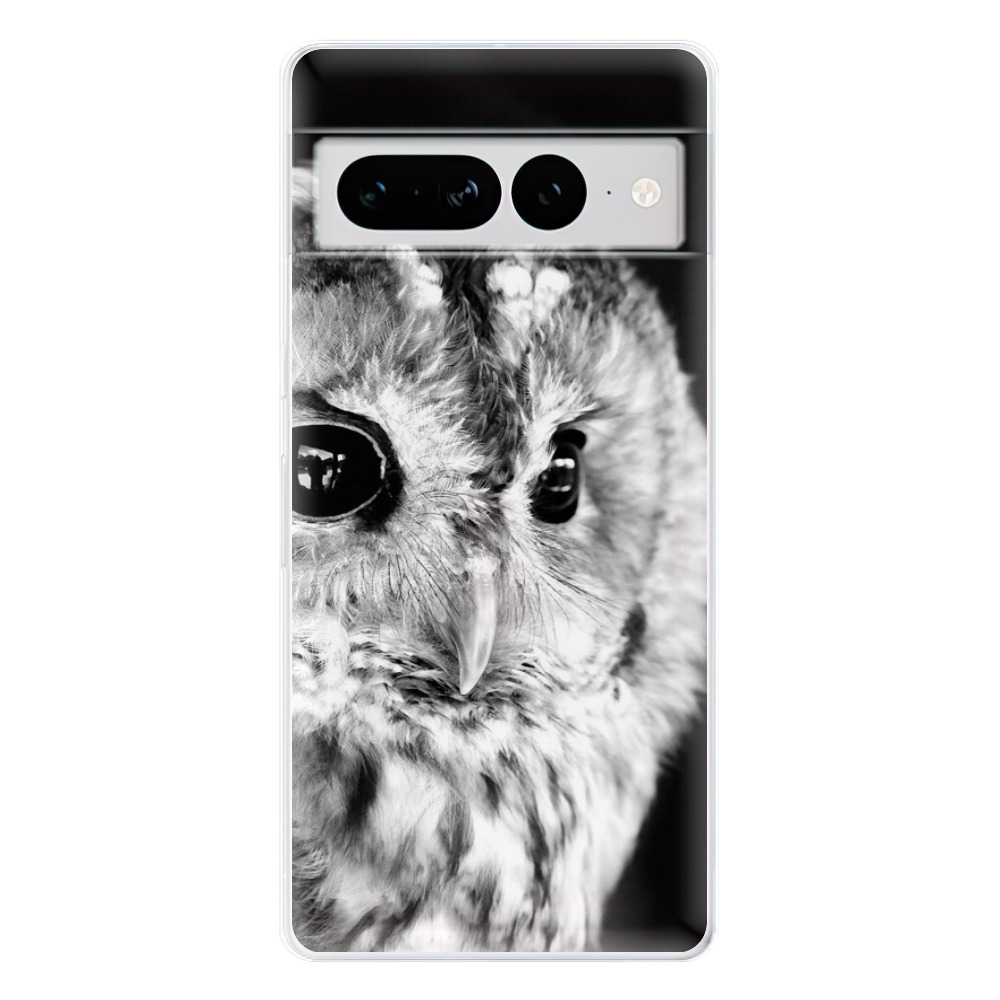 Odolné silikónové puzdro iSaprio - BW Owl - Google Pixel 7 Pro 5G