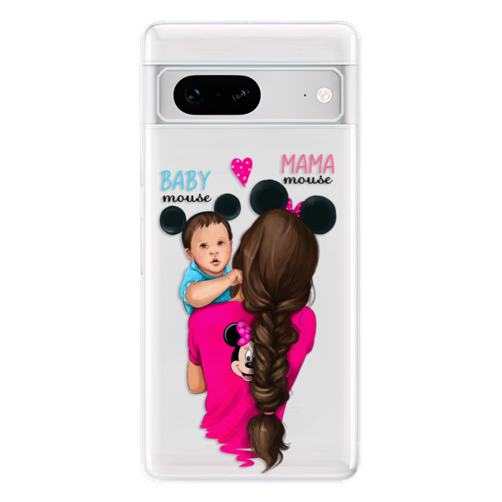 Odolné silikónové puzdro iSaprio - Mama Mouse Brunette and Boy - Google Pixel 7 5G