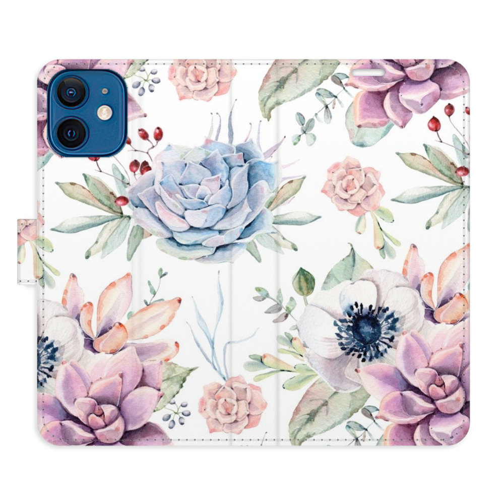 Flipové puzdro iSaprio - Succulents Pattern - iPhone 12 mini