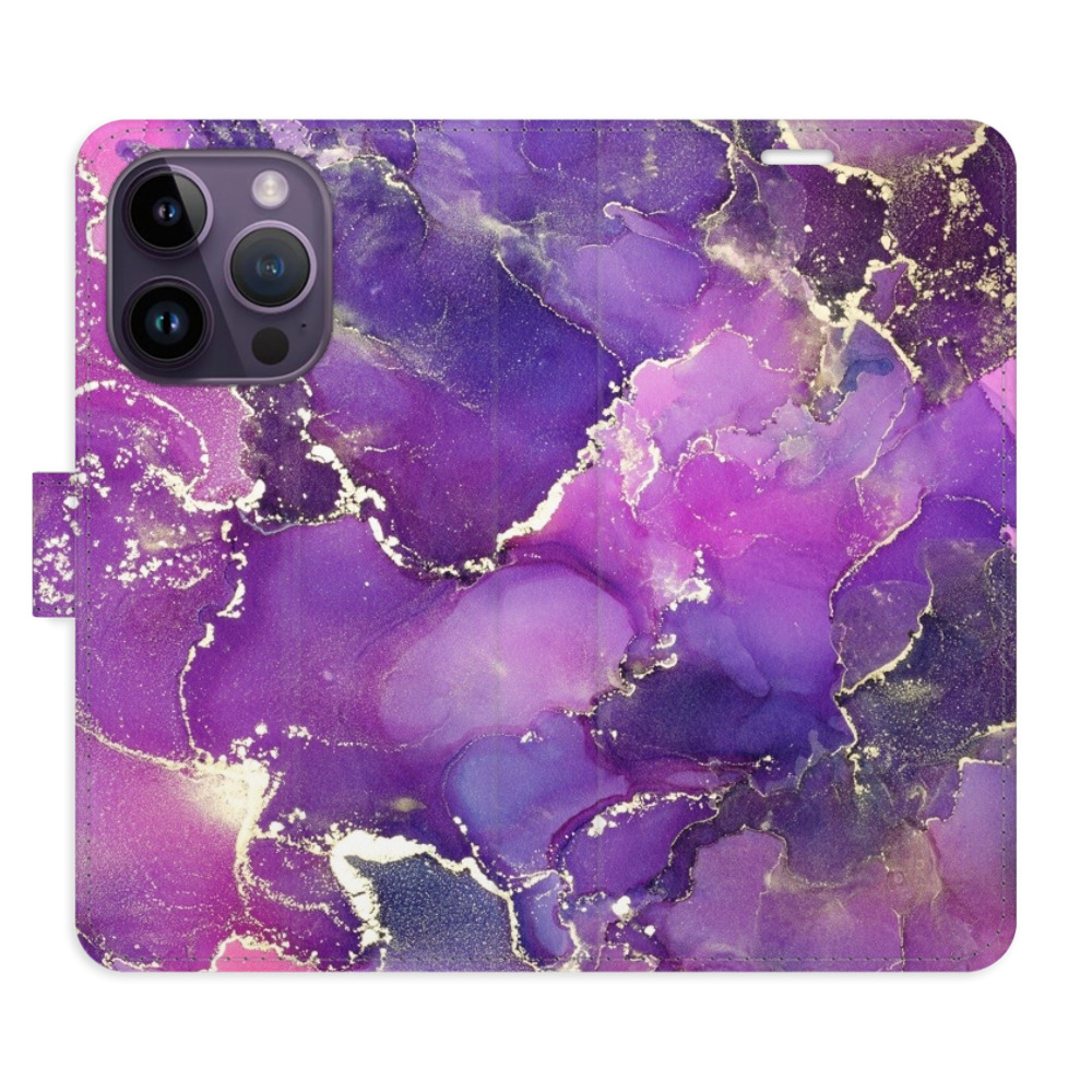 Flipové puzdro iSaprio - Purple Marble - iPhone 14 Pro