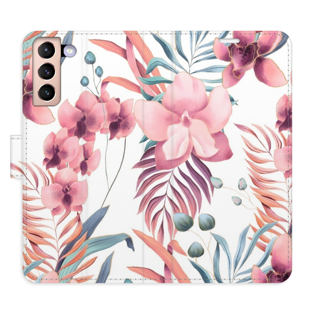 Flipové puzdro iSaprio - Pink Flowers 02 - Samsung Galaxy S21