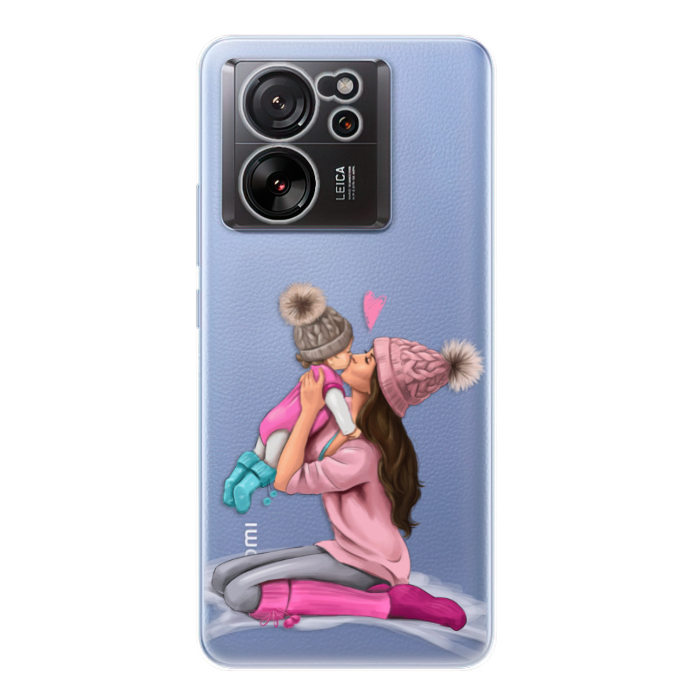 Odolné silikónové puzdro iSaprio - Kissing Mom - Brunette and Girl - Xiaomi 13T / 13T Pro