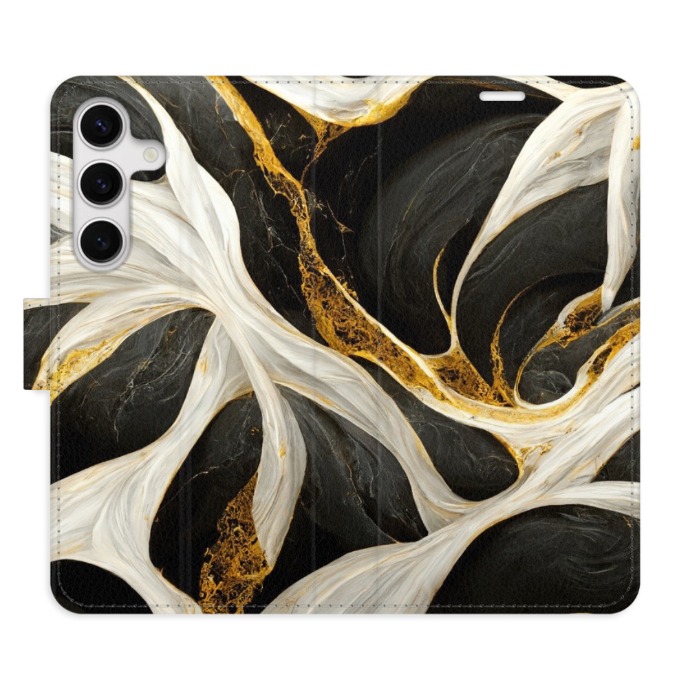 Flipové puzdro iSaprio - BlackGold Marble - Samsung Galaxy S24