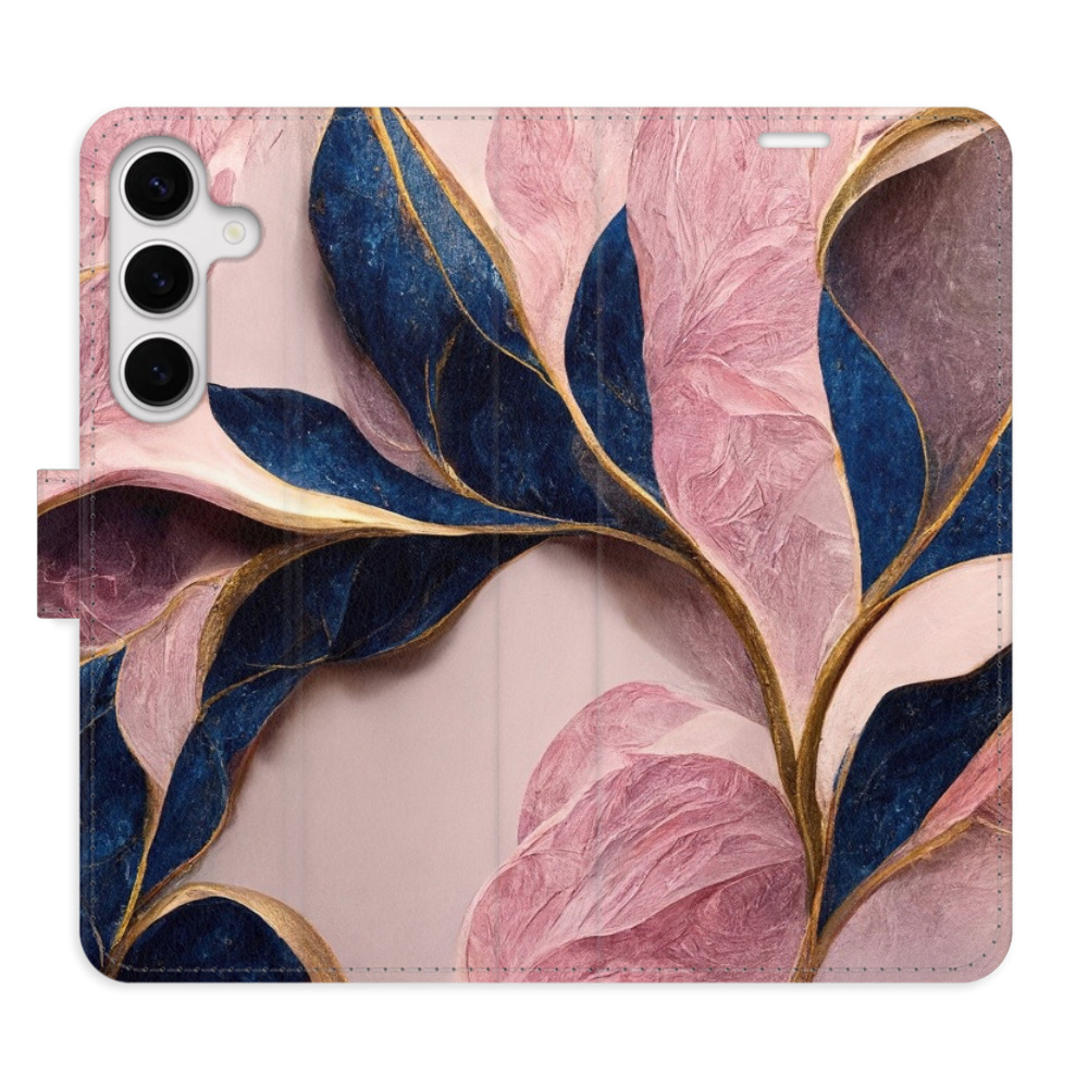 Flipové puzdro iSaprio - Pink Leaves - Samsung Galaxy S24+