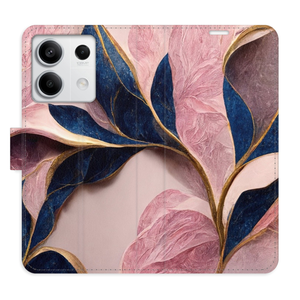 Flipové puzdro iSaprio - Pink Leaves - Xiaomi Redmi Note 13 5G