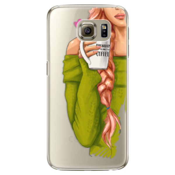 Plastové puzdro iSaprio - My Coffe and Redhead Girl - Samsung Galaxy S6 Edge