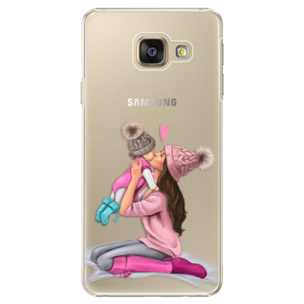 Plastové puzdro iSaprio - Kissing Mom - Brunette and Girl - Samsung Galaxy A3 2016