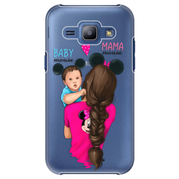 Plastové puzdro iSaprio - Mama Mouse Brunette and Boy - Samsung Galaxy J1