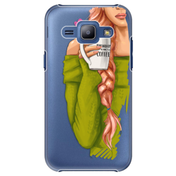 Plastové puzdro iSaprio - My Coffe and Redhead Girl - Samsung Galaxy J1