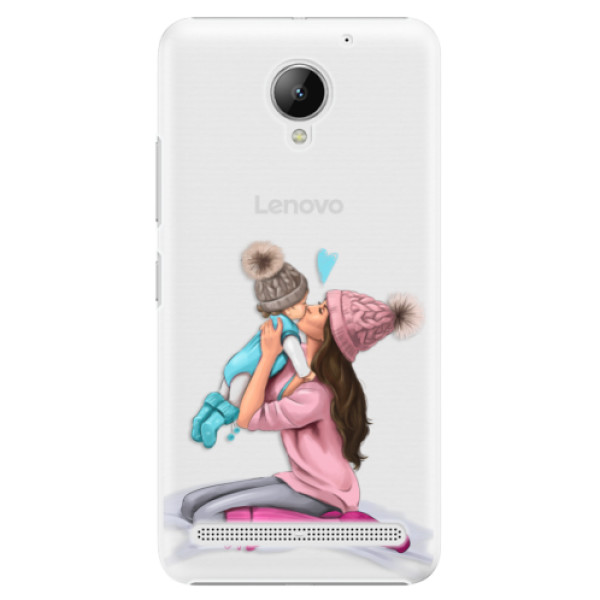 Plastové puzdro iSaprio - Kissing Mom - Brunette and Boy - Lenovo C2