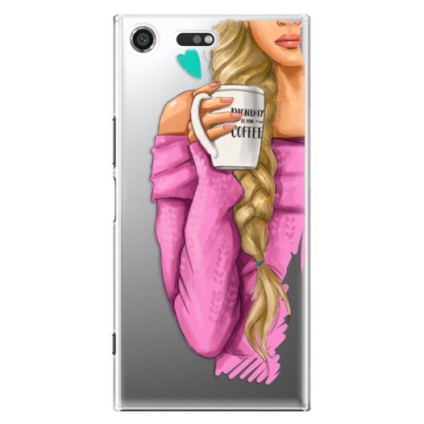 Plastové puzdro iSaprio - My Coffe and Blond Girl - Sony Xperia XZ Premium