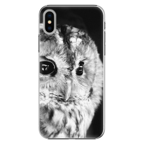 Plastové puzdro iSaprio - BW Owl - iPhone X